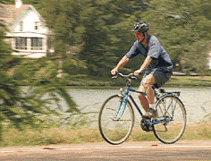 Cyclist on a bike path